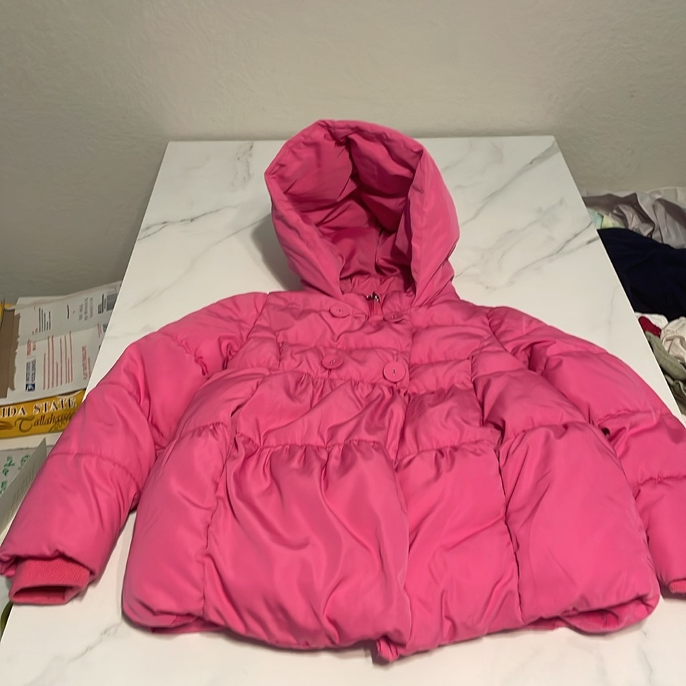 POM BEAR coat Girls heavy pink puffer jacket size 6-8